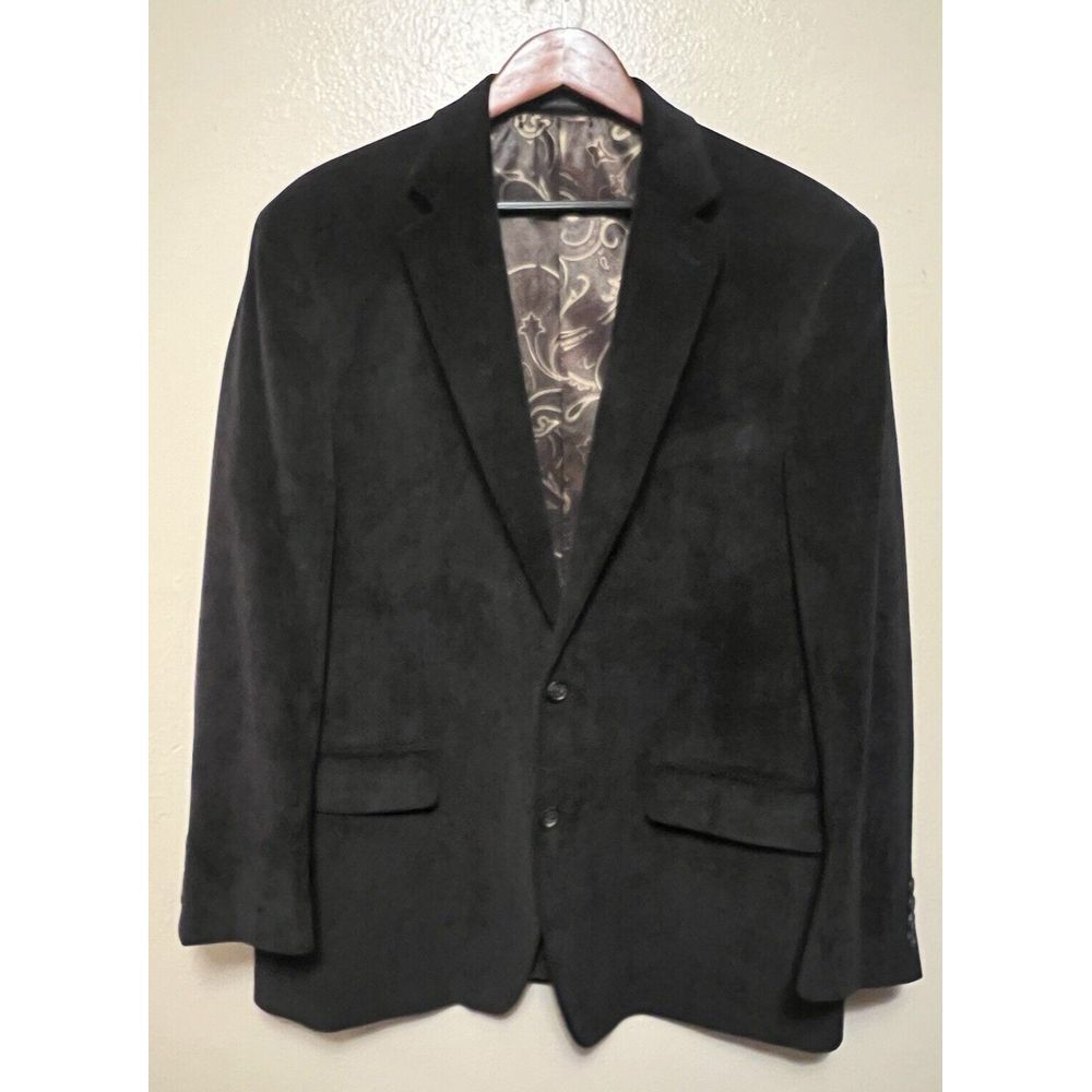 Lauren Ralph Lauren Corduroy Sport Coat Jacket Blazer Black Paisley Men Size 44R